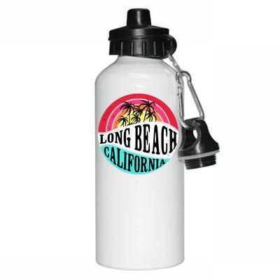 Long Beach California Retro Circle Aluminum Water Bottle