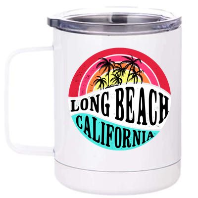 Long Beach California Retro Circle 12 oz Stainless Steel Tumbler Cup