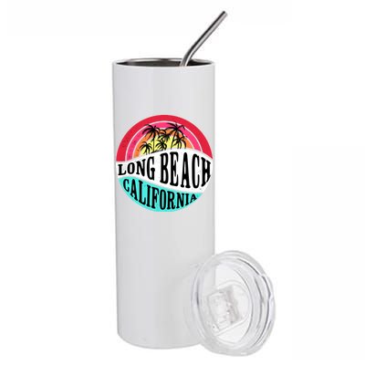 Long Beach California Retro Circle Stainless Steel Tumbler