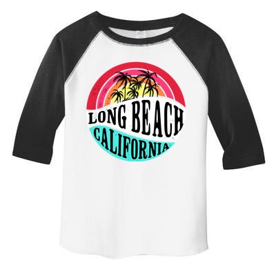 Long Beach California Retro Circle Toddler Fine Jersey T-Shirt