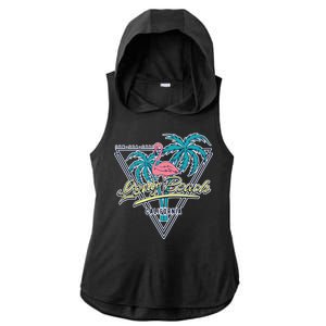 Long Beach California Retro Vibe Ladies PosiCharge Tri-Blend Wicking Draft Hoodie Tank