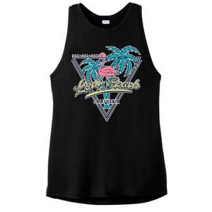 Long Beach California Retro Vibe Ladies PosiCharge Tri-Blend Wicking Tank