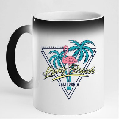 Long Beach California Retro Vibe 11oz Black Color Changing Mug