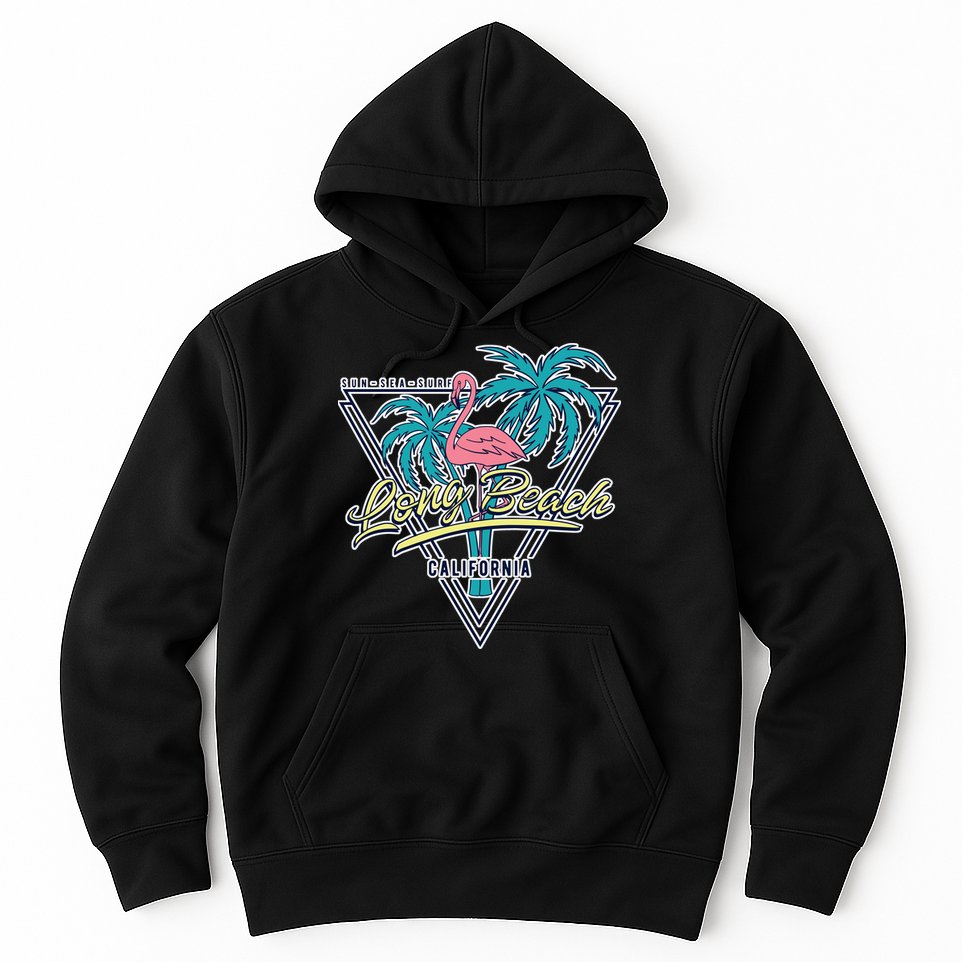 Long Beach California Retro Vibe Hoodie