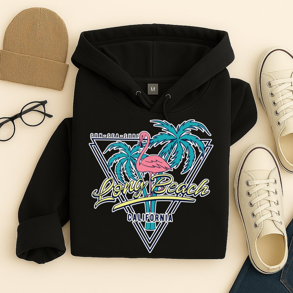 Long Beach California Retro Vibe Hoodie