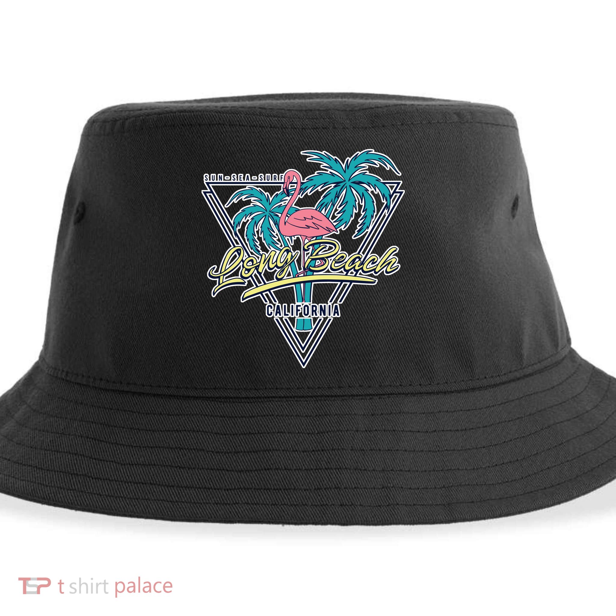 Long Beach California Retro Vibe Sustainable Bucket Hat