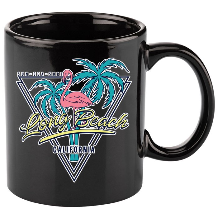 Long Beach California Retro Vibe 11oz C Handle Ceramic Mug