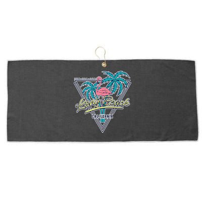 Long Beach California Retro Vibe Large Microfiber Waffle Golf Towel