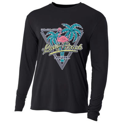 Long Beach California Retro Vibe Cooling Performance Long Sleeve Crew