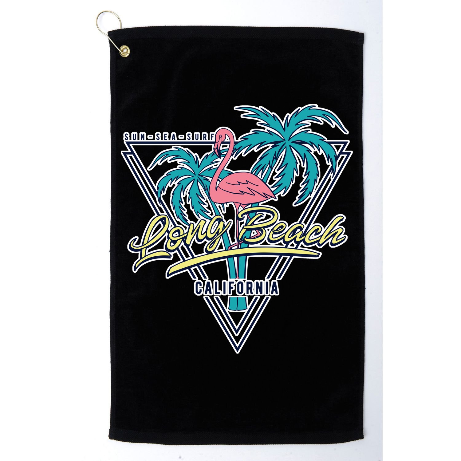Long Beach California Retro Vibe Golf Towel