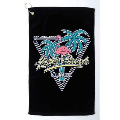 Long Beach California Retro Vibe Platinum Collection Golf Towel