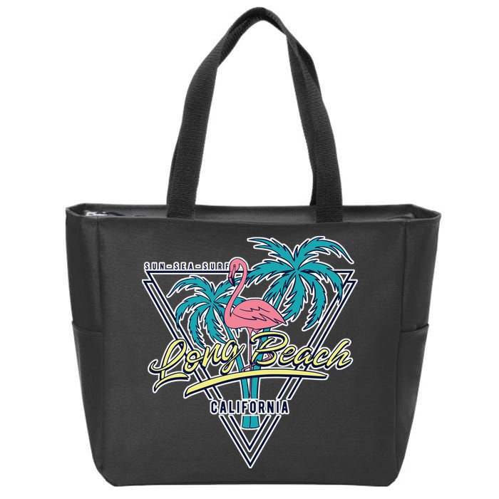 Long Beach California Retro Vibe Zip Tote Bag