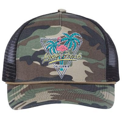 Long Beach California Retro Vibe Retro Rope Trucker Hat Cap