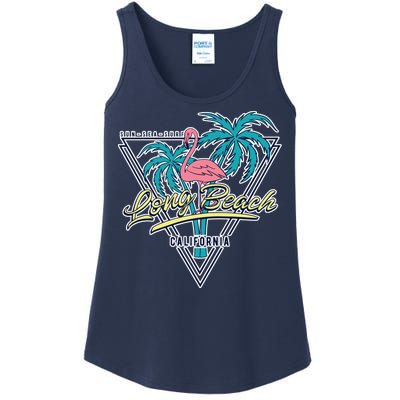 Long Beach California Retro Vibe Ladies Essential Tank