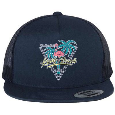 Long Beach California Retro Vibe Flat Bill Trucker Hat