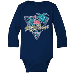 Long Beach California Retro Vibe Baby Long Sleeve Bodysuit