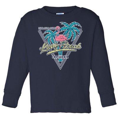 Long Beach California Retro Vibe Toddler Long Sleeve Shirt