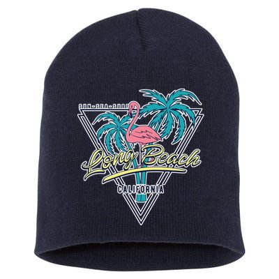 Long Beach California Retro Vibe Short Acrylic Beanie