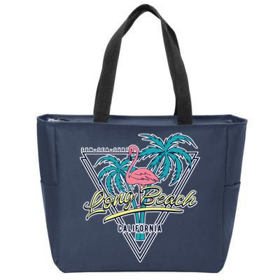 Long Beach California Retro Vibe Zip Tote Bag