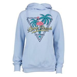 Long Beach California Retro Vibe Womens Funnel Neck Pullover Hood