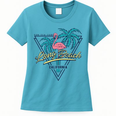 Long Beach California Retro Vibe Womens T-Shirt