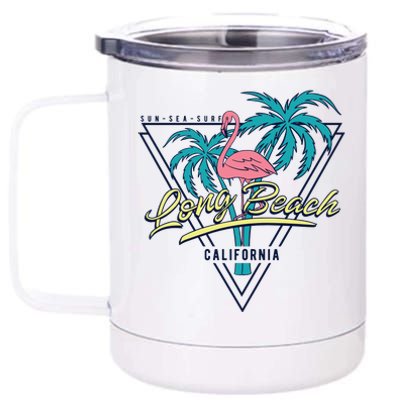 Long Beach California Retro Vibe 12 oz Stainless Steel Tumbler Cup