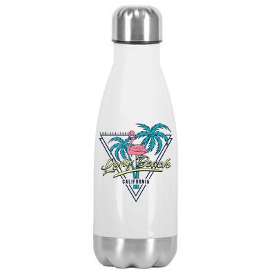 Long Beach California Retro Vibe Stainless Steel Insulated Water Bottle