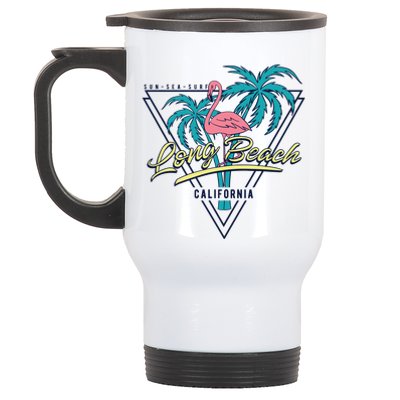 Long Beach California Retro Vibe Stainless Steel Travel Mug