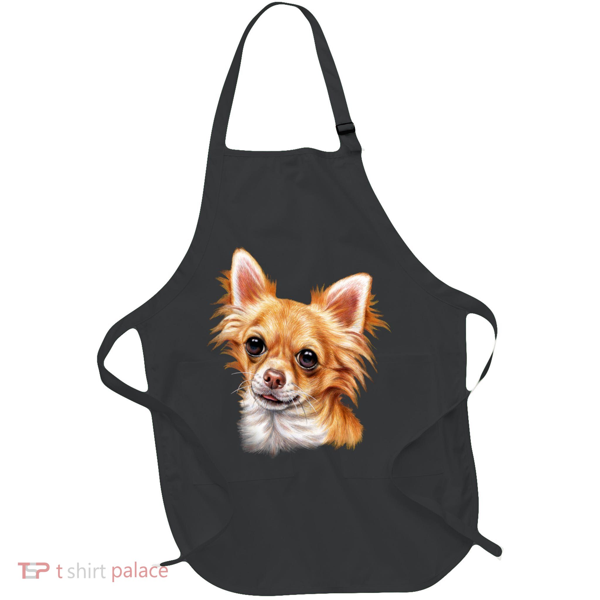 Long Haired Chihuahua Full-Length Apron With Pockets