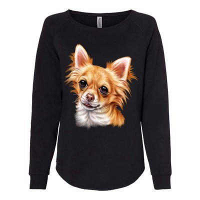 Long Haired Chihuahua Womens California Wash Sweatshirt