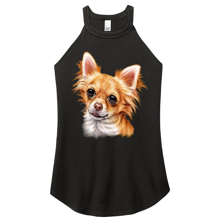 Long Haired Chihuahua Women's Perfect Tri Rocker Tank