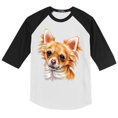 Long Haired Chihuahua Kids Colorblock Raglan Jersey