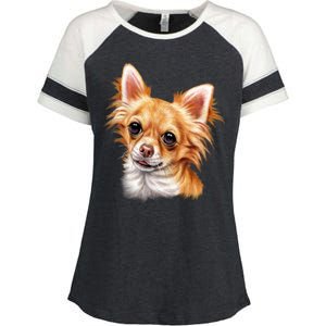 Long Haired Chihuahua Enza Ladies Jersey Colorblock Tee