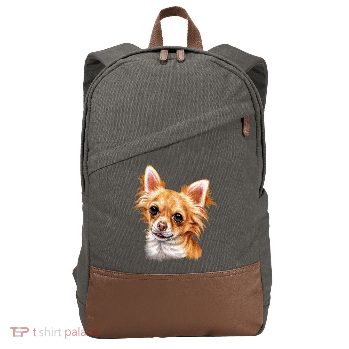 Long Haired Chihuahua Cotton Canvas Backpack