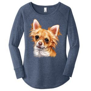 Long Haired Chihuahua Women's Perfect Tri Tunic Long Sleeve Shirt