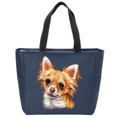 Long Haired Chihuahua Zip Tote Bag