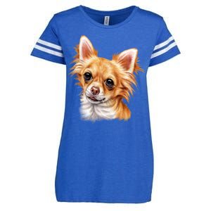 Long Haired Chihuahua Enza Ladies Jersey Football T-Shirt