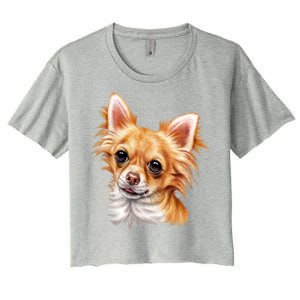 Long Haired Chihuahua Women's Crop Top Tee