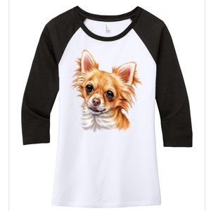 Long Haired Chihuahua Women's Tri-Blend 3/4-Sleeve Raglan Shirt