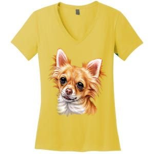 Long Haired Chihuahua Women's V-Neck T-Shirt