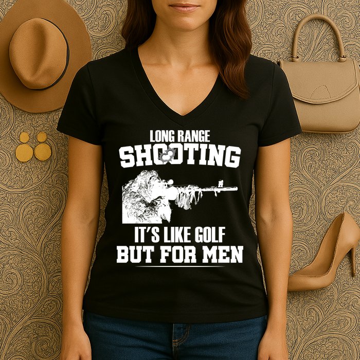 Long Range Shooting It's Like Golf But For Men Women's V-Neck T-Shirt