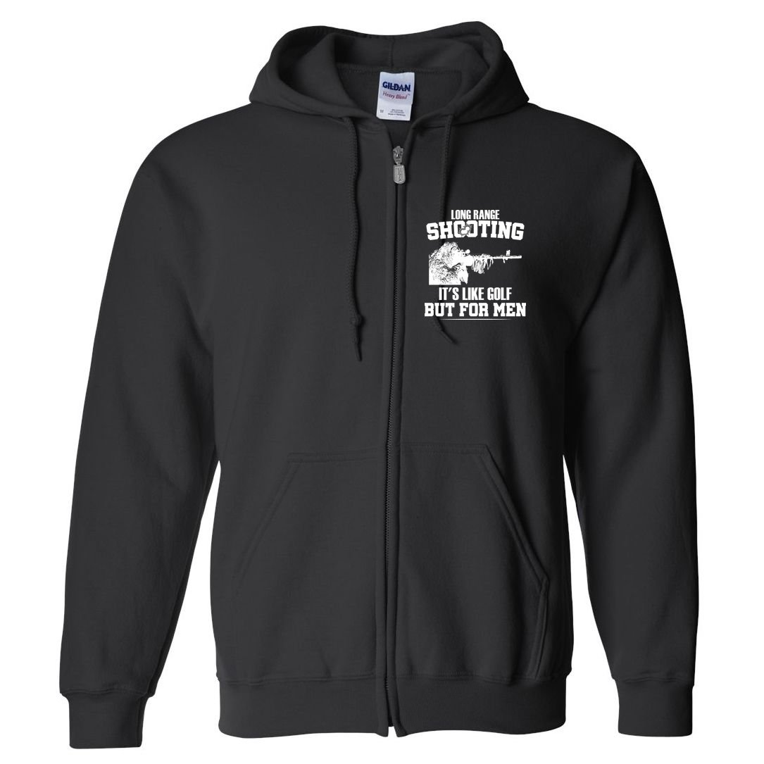 Long Range Shooting It's Like Golf But For Men Full Zip Hoodie