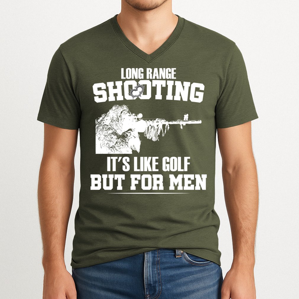 Long Range Shooting It's Like Golf But For Men V-Neck T-Shirt