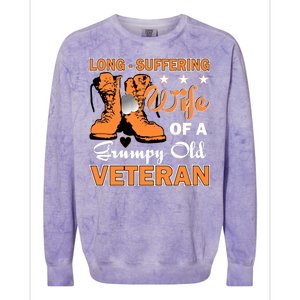 Long-Suffering Wife Of A Grumpy Old Veteran Colorblast Crewneck Sweatshirt