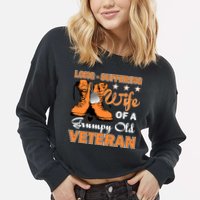 Long-Suffering Wife Of A Grumpy Old Veteran Cropped Pullover Crew