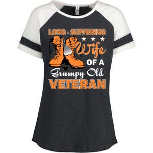 Long-Suffering Wife Of A Grumpy Old Veteran Enza Ladies Jersey Colorblock Tee