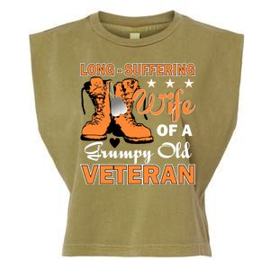 Long-Suffering Wife Of A Grumpy Old Veteran Garment-Dyed Women's Muscle Tee