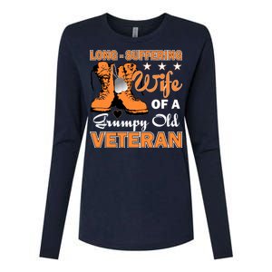 Long-Suffering Wife Of A Grumpy Old Veteran Womens Cotton Relaxed Long Sleeve T-Shirt