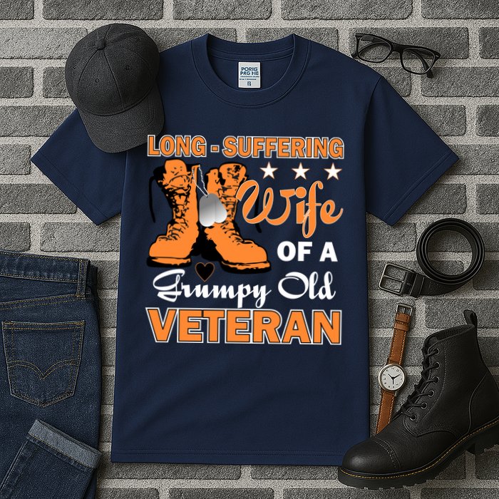 Long-Suffering Wife Of A Grumpy Old Veteran Tall T-Shirt
