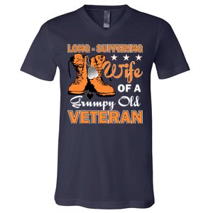 Long-Suffering Wife Of A Grumpy Old Veteran V-Neck T-Shirt